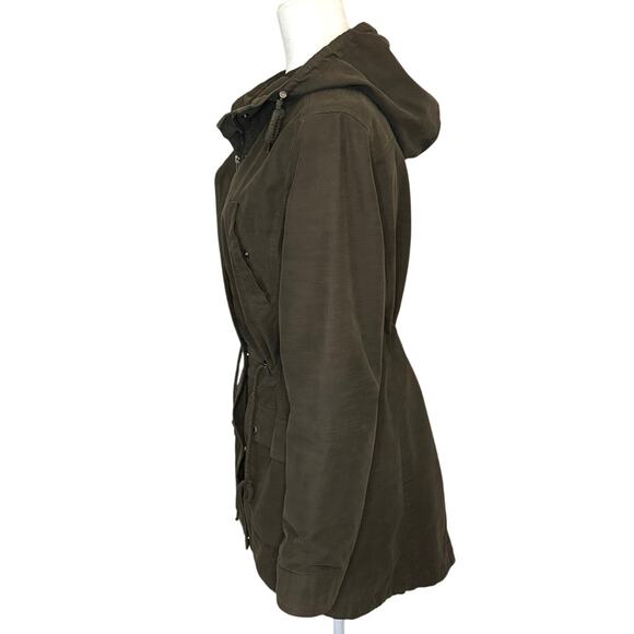 Levi's Hooded Anorak Jacket Women's M | Army Green Cotton Utility Parka - Picture 3 of 15